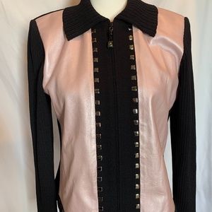 Vintage St. John Pink leather and Knit Jacket